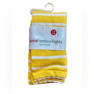Hanna Andersson Footless Tights Capri Yellow Stripe NWT Size 8-10